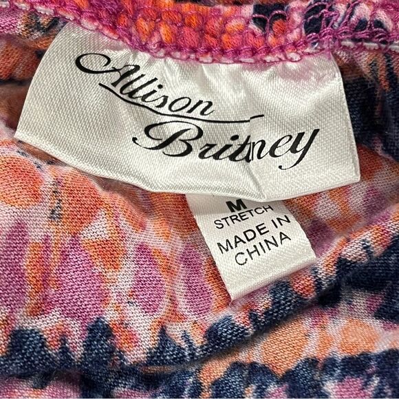 Allison Brittney pink zig zag print v-neck sleeveless Maxi Dress size medium - Picture 8 of 12